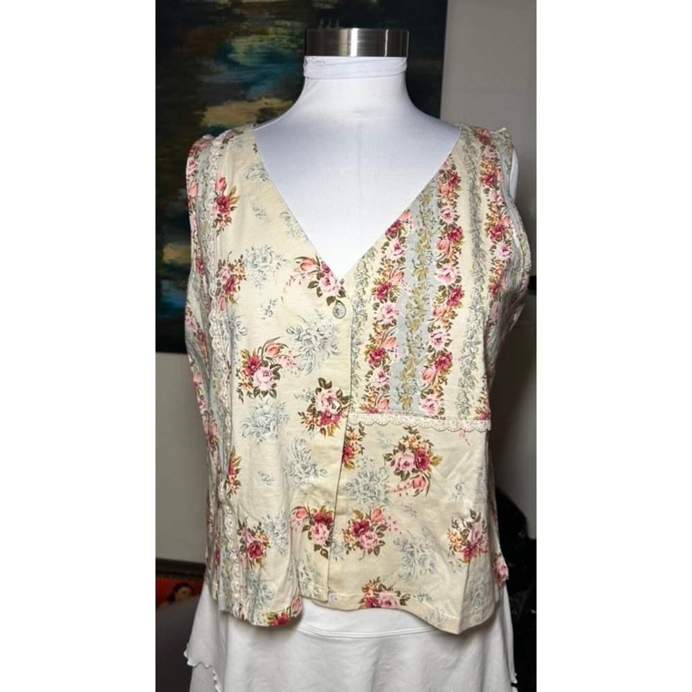 Vintage Gold label Victorias Secret Floral Vest Button Cottagecore M NWT RARE - Picture 1 of 8